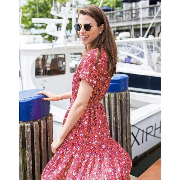 NWT Ellsworth & Ivey Chloe Pink Floral Boho Peasant Ruffled Hem Dress - Picture 5 of 13